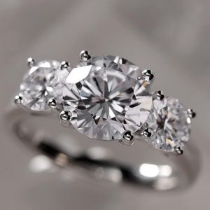 CERTIFIED 3 Ct Moissanite Engagement Ring 18K White Gold
